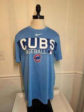 Nike Light Blue Chicago Cubs Baseball Tee with Navy & White Accents
